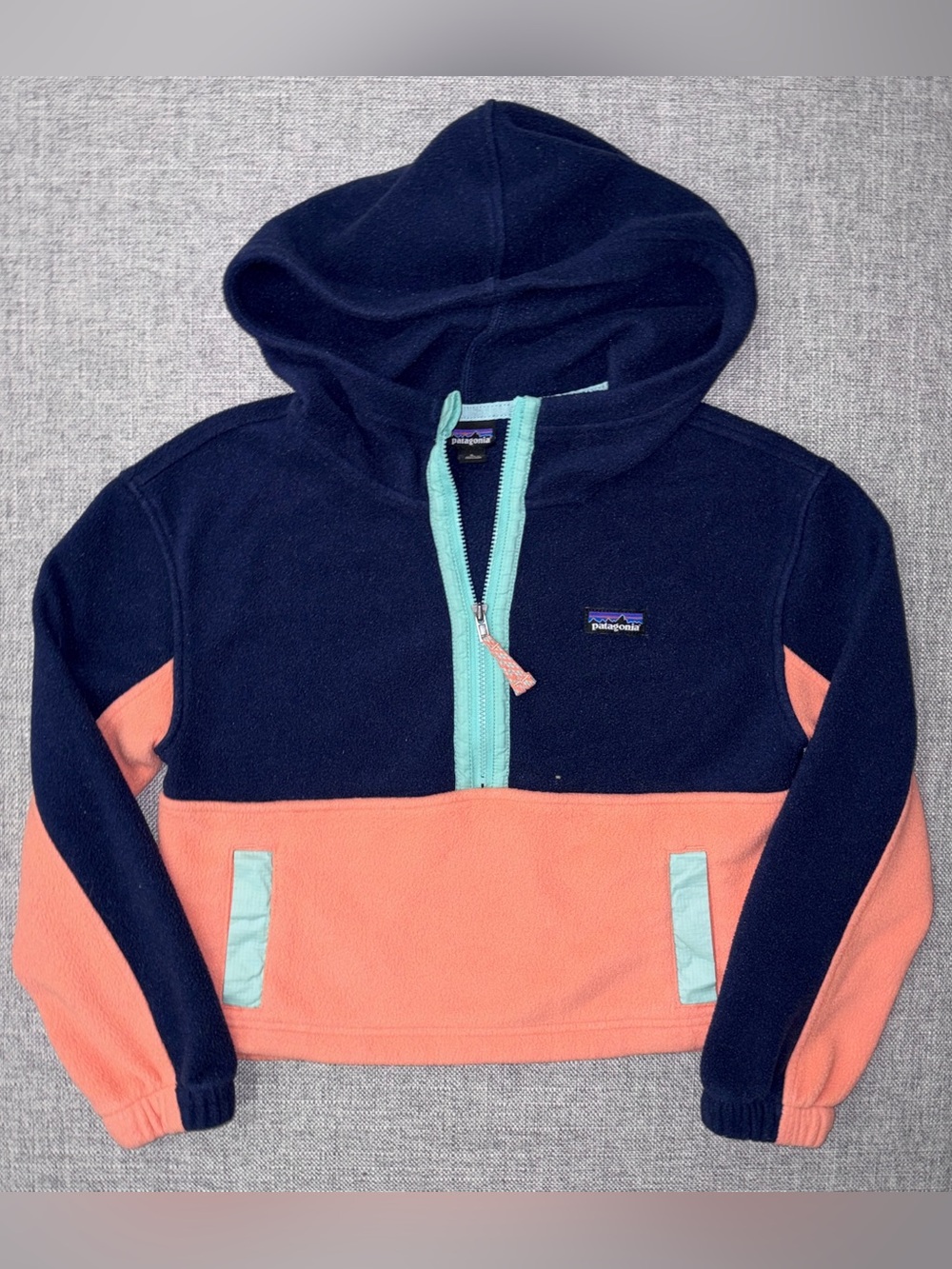 Patagonia Kids Navy, Coral & Mint Half-Zip Hoodie